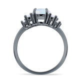 Round Graduating Baguette Cubic Zirconia Ring 925 Sterling Silver