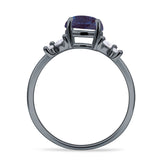 Art Deco Round Butterfly Ring Lab Alexandrite 925 Sterling Silver