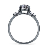 Art Deco Round Butterfly Ring Natural Rutilated Quartz 925 Sterling Silver