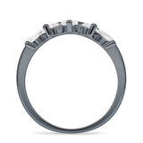 Chevron Ring Curve Crown Stacking Band Oval Cubic Zirconia 925 Sterling Silver