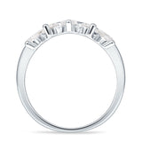 Chevron Ring Curve Crown Stacking Band Oval Cubic Zirconia 925 Sterling Silver