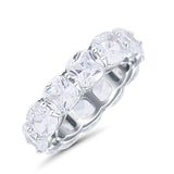 Cushion Cut Eternity Band Cubic Zirconia 925 Sterling Silver