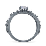 Marquise Split Shank Leaf Floral Ring