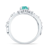 Marquise Split Shank Vintage Style Cubic Zirconia Leaf Floral Ring 925 Sterling Silver