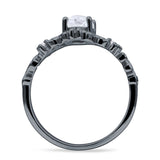 Vintage Style Engagement Ring Marquise Cubic Zirconia 925 Sterling Silver