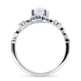 Vintage Style Engagement Ring Marquise Cubic Zirconia 925 Sterling Silver