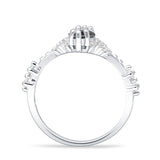Marquise Halo Beaded Ring Cubic Zirconia 925 Sterling Silver
