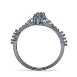 Marquise Halo Beaded Ring Cubic Zirconia 925 Sterling Silver