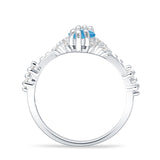 Marquise Halo Beaded Ring Cubic Zirconia 925 Sterling Silver