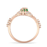 Marquise Halo Beaded Ring Cubic Zirconia 925 Sterling Silver