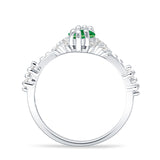 Marquise Halo Beaded Ring Cubic Zirconia 925 Sterling Silver