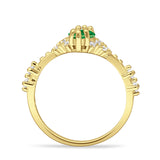 Marquise Halo Beaded Ring Cubic Zirconia 925 Sterling Silver
