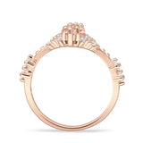 Marquise Halo Beaded Ring Cubic Zirconia 925 Sterling Silver