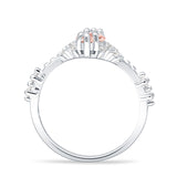 Marquise Halo Beaded Ring Cubic Zirconia 925 Sterling Silver