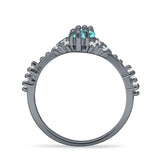 Marquise Halo Beaded Ring Cubic Zirconia 925 Sterling Silver