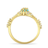 Marquise Halo Beaded Ring Cubic Zirconia 925 Sterling Silver