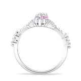 Marquise Halo Beaded Ring Cubic Zirconia 925 Sterling Silver