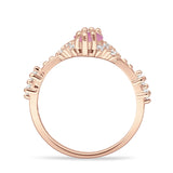Marquise Halo Beaded Ring Cubic Zirconia 925 Sterling Silver