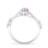 Marquise Halo Beaded Ring Cubic Zirconia 925 Sterling Silver