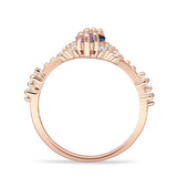 Marquise Halo Beaded Ring Cubic Zirconia 925 Sterling Silver