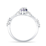 Marquise Halo Beaded Ring Cubic Zirconia 925 Sterling Silver