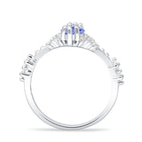 Marquise Halo Beaded Ring Cubic Zirconia 925 Sterling Silver