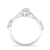 Marquise Halo Beaded Ring Cubic Zirconia 925 Sterling Silver