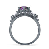 Round Beaded Marquise Vintage Style Cubic Zirconia Engagement Ring 925 Sterling Silver