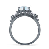 Round Beaded Marquise Vintage Style Cubic Zirconia Engagement Ring 925 Sterling Silver
