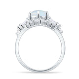 Round Beaded Marquise Vintage Style Cubic Zirconia Engagement Ring 925 Sterling Silver