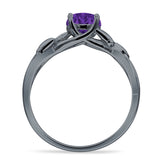 Budding Willow Solitaire Ring Round Cubic Zirconia 925 Sterling Silver