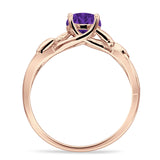 Budding Willow Solitaire Ring Round Cubic Zirconia 925 Sterling Silver
