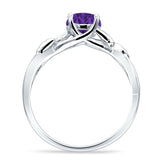 Budding Willow Solitaire Ring Round Cubic Zirconia 925 Sterling Silver