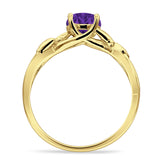Budding Willow Solitaire Ring Round Cubic Zirconia 925 Sterling Silver