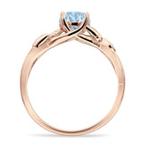 Budding Willow Solitaire Ring Round Cubic Zirconia 925 Sterling Silver