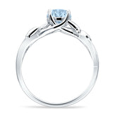 Budding Willow Solitaire Ring Round Cubic Zirconia 925 Sterling Silver