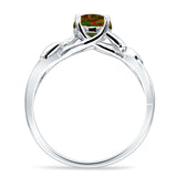 Budding Willow Solitaire Ring Round Cubic Zirconia 925 Sterling Silver