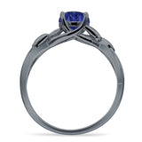 Budding Willow Solitaire Ring Round Cubic Zirconia 925 Sterling Silver