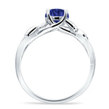 Budding Willow Solitaire Ring Round Cubic Zirconia 925 Sterling Silver