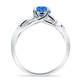 Budding Willow Solitaire Ring Round Cubic Zirconia 925 Sterling Silver