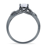 Budding Willow Solitaire Ring Round Cubic Zirconia 925 Sterling Silver