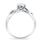 Budding Willow Solitaire Ring Round Cubic Zirconia 925 Sterling Silver