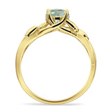 Budding Willow Solitaire Ring Round Natural Green Amethyst Prasiolite 925 Sterling Silver