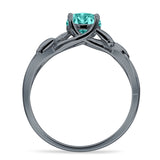 Budding Willow Solitaire Ring Round Cubic Zirconia 925 Sterling Silver