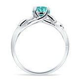 Budding Willow Solitaire Ring Round Cubic Zirconia 925 Sterling Silver