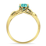 Budding Willow Solitaire Ring Round Cubic Zirconia 925 Sterling Silver