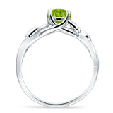 Budding Willow Solitaire Ring Round Cubic Zirconia 925 Sterling Silver