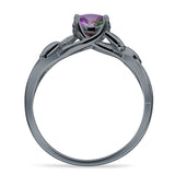 Budding Willow Solitaire Ring Round Cubic Zirconia 925 Sterling Silver