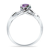 Budding Willow Solitaire Ring Round Cubic Zirconia 925 Sterling Silver