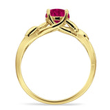 Budding Willow Solitaire Ring Round Cubic Zirconia 925 Sterling Silver